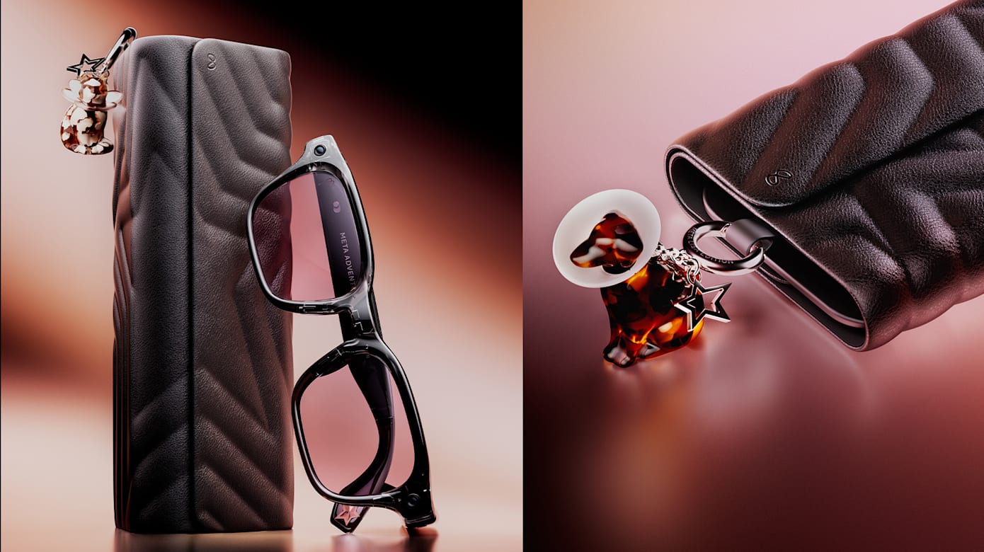 Meta Glasses by LISA除了眼镜，还有充电盒及挂件设计。（图：Meta提供）