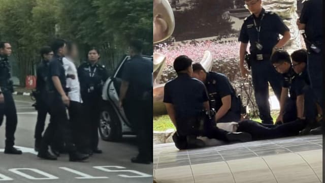 涉嫌闯入立化中学 一名男子被警方带走