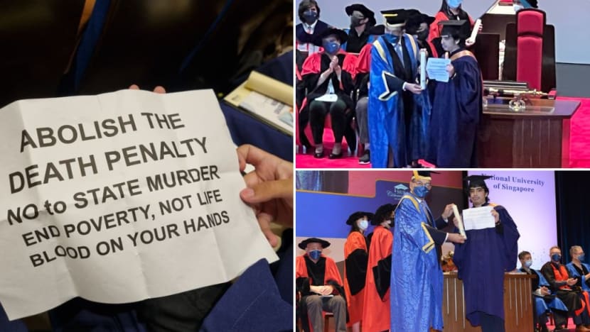  Police ‘looking into’ report of NUS student who flashed anti-death penalty notice at graduation ceremony