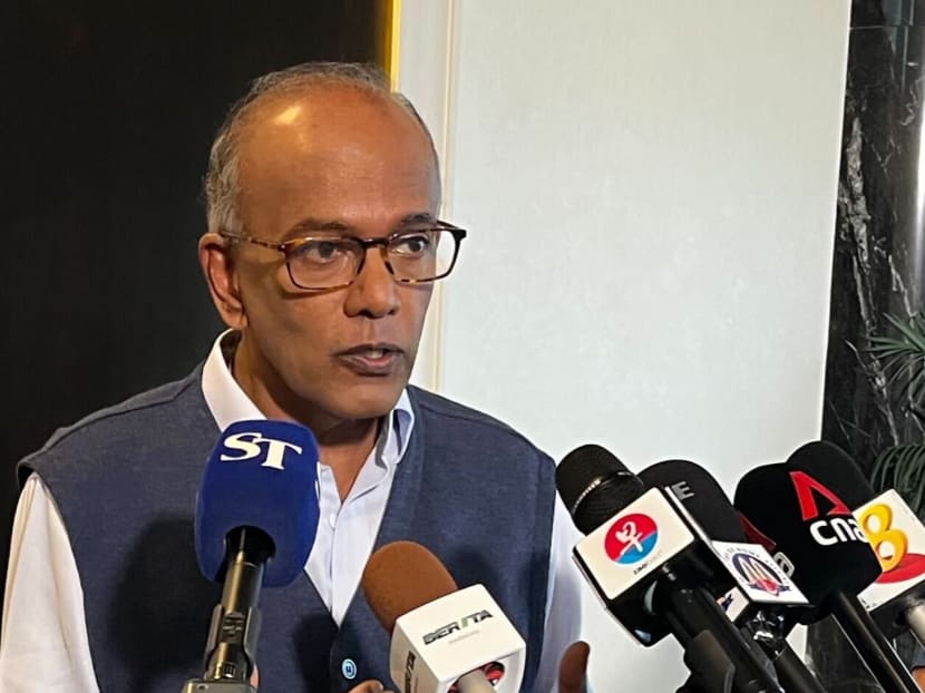 Law and Home Affairs Minister K Shanmugam speaking to reporters on Monday (May 23). Law and Home Affairs Minister K Shanmugam speaking to reporters on Monday (May 23).