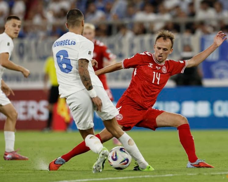 Damsgaard drives Denmark on to 3-0 win over Greece in World Cup qualifier