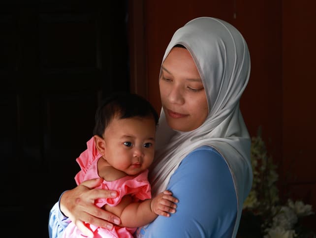 Ms Tsuraiya Zakaria with her four-month-old daughter Sofiyyah. 
