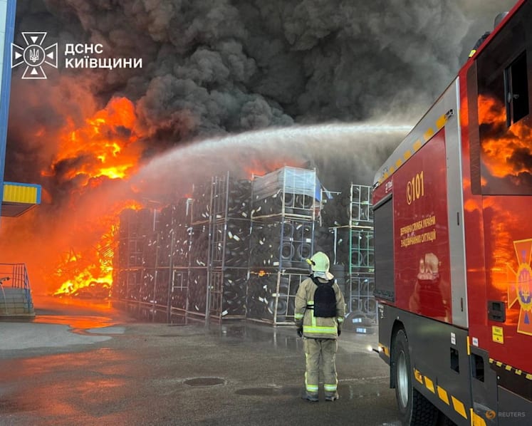 Russian strike on Kyiv-area warehouse sparks detonation, killing 37