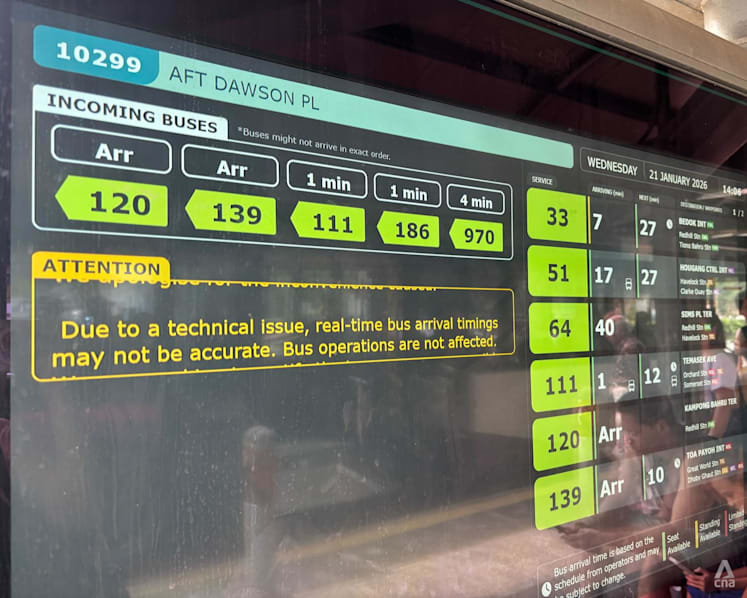Bus timing system to be progressively restored over four days after fault found: LTA