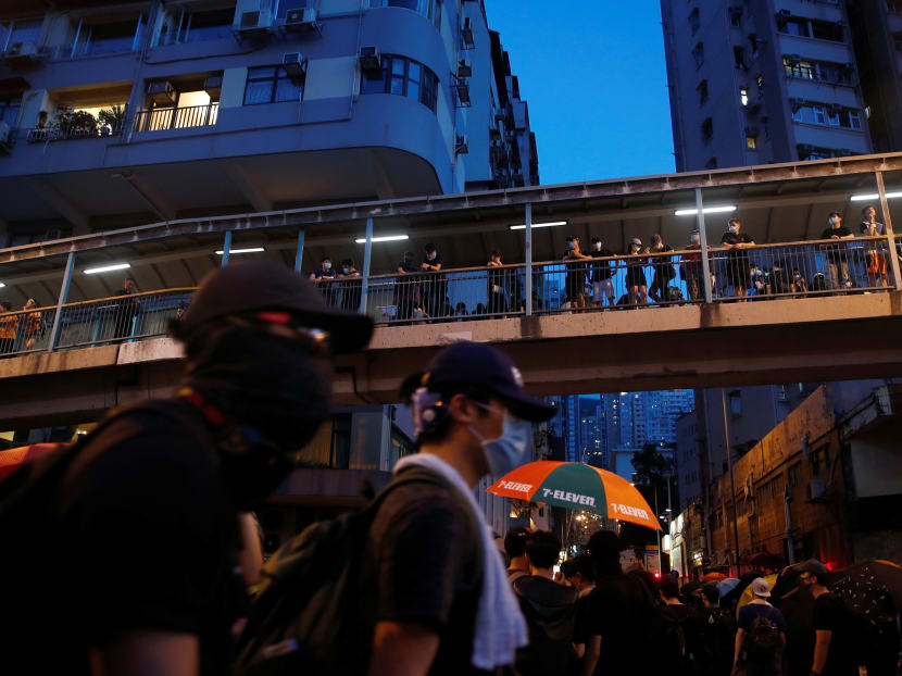 File photo of protesters arrive at Chinese Liaison Office after a march to call for democratic reforms, in Hong Kong, China July 21, 2019. File photo of protesters arrive at Chinese Liaison Office after a march to call for democratic reforms, in Hong Kong, China July 21, 2019.
