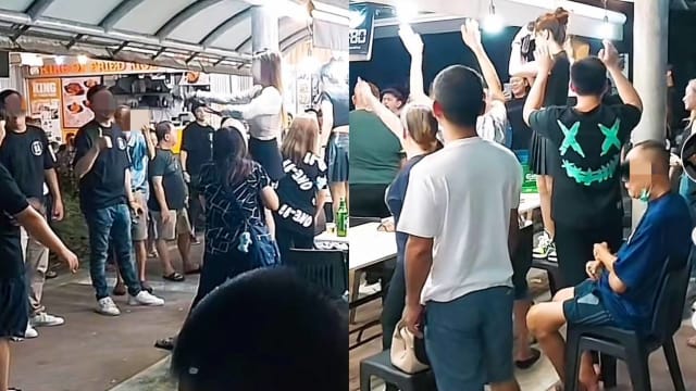 组屋咖啡店入夜变“舞厅” 歌女嗨唱酒客狂欢共舞