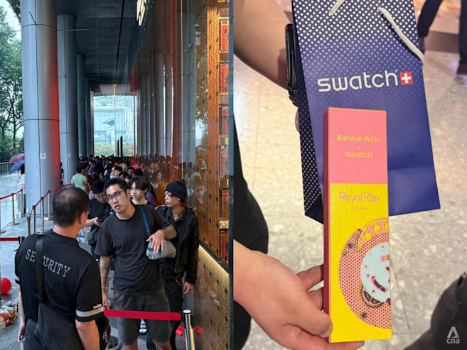 AP x Swatch Royal Pop launch: Long queues at Ion Orchard and Marina Bay Sands, VivoCity outlet closes due to crowds