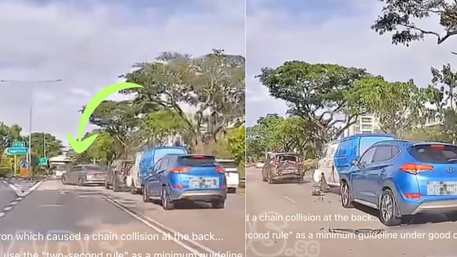 司机疑为赶出口急刹酿祸 PIE四车连环撞