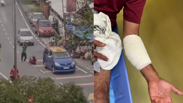 不满被追讨工资 马国男子当街砍人