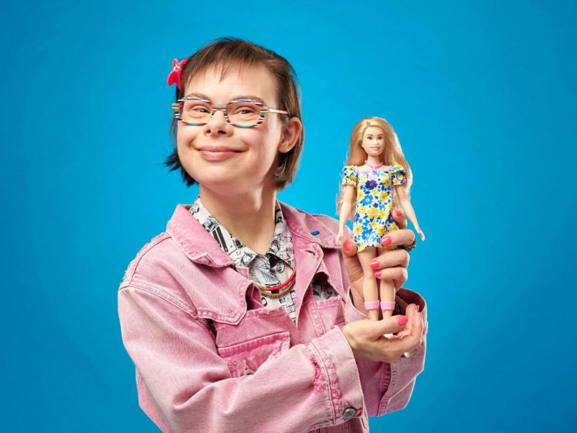 French City Counsellor & Author Eleonore Laloux holds the new Barbie doll with Down's syndrome, in Paris, France April 19, 2023. 