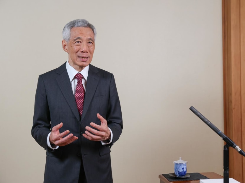 Prime Minister Lee Hsien Loong is seen here in a video message for a Forum of Small States' (FOSS) reception on the sidelines of the United Nations (UN) General Assembly in New York on Sept 22, 2022. Prime Minister Lee Hsien Loong is seen here in a video message for a Forum of Small States' (FOSS) reception on the sidelines of the United Nations (UN) General Assembly in New York on Sept 22, 2022.