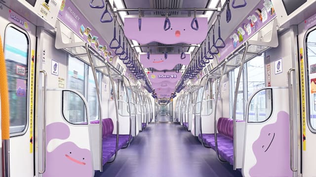 东京地铁被Ditto占领！半藏门线车厢全变紫色，Pokémon粉丝冲啊