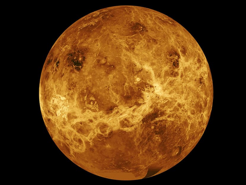 The planet Venus in a composite of data from National Aeronautics and Space Administration's Magellan spacecraft and Pioneer Venus Orbiter.