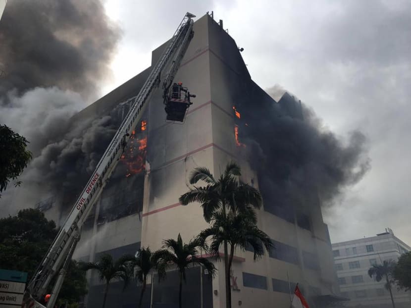 Huge fire breaks out at CK Building in Tampines