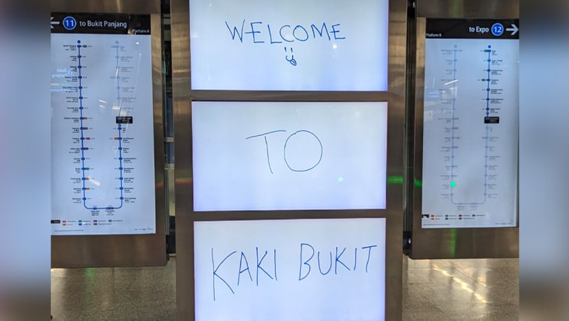 #trending: Art installation at Kaki Bukit MRT Station sporting scribbled welcome sign draws love-hate reviews from netizens