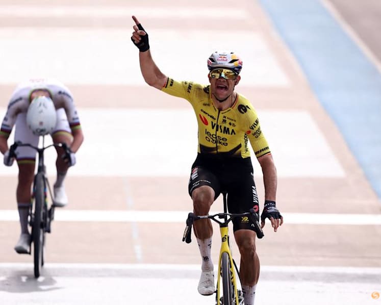 Van Aert breaks jinx to win Paris-Roubaix ahead of Pogacar