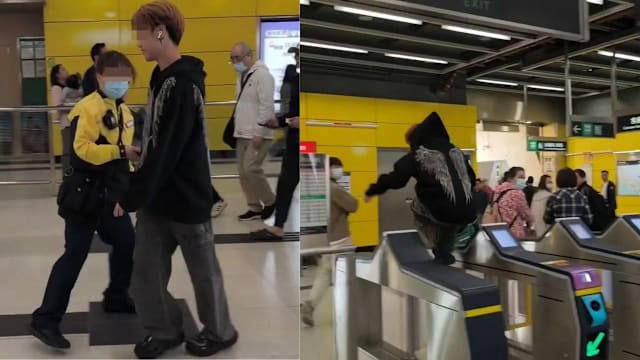 香港男子“跨栏”跳过地铁闸门逃票 被警方拘捕