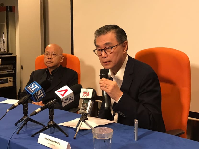 NKF chairman Koh Poh Tiong (right) at the press conference held on Wednesday (Nov 14). Photo: Ernest Chua/TODAY