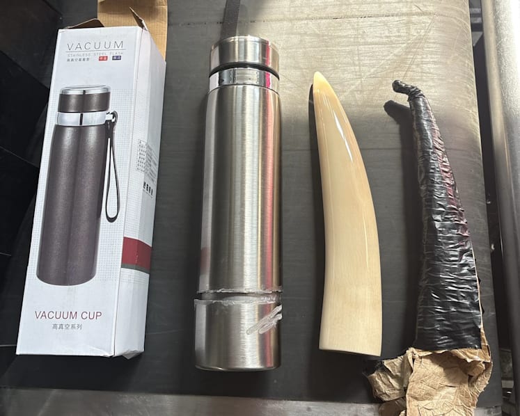 Man jailed for trying to smuggle ivory tusk into Singapore in thermos flask Man jailed for trying to smuggle ivory tusk into Singapore in thermos flask