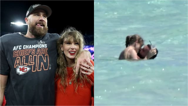 Taylor Swift与男友甜蜜度假　海上拥抱激吻全被拍