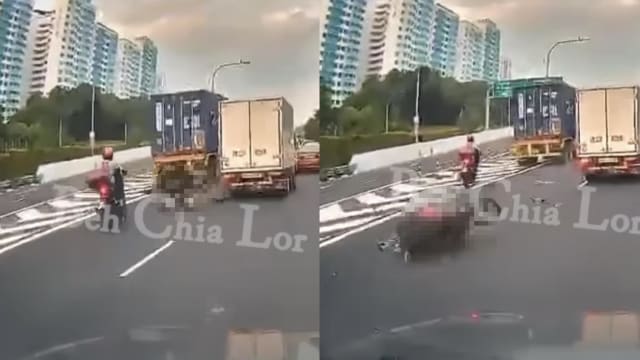 罗厘突然转换车道 摩托车骑士被撞当场身亡