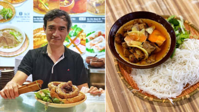 Hanoi-Born Hawker With MBA Now Sells Charcoal-Grilled Bun Cha At Kopitiam