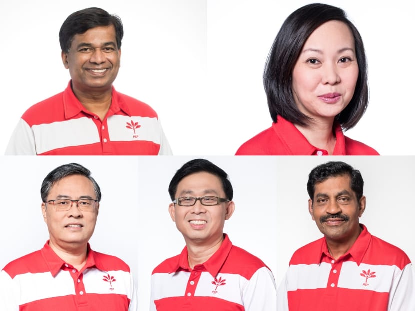 Clockwise from top left: Mr Kumaran Pillai, Ms Wendy Low, Mr Nadarajah Loganathan, Mr Damien Tay Chye Seng and Mr Michael Chua.