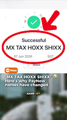 Singaporeans are noticing some unusual-looking names on PayNow after a new anti-scam measure took effect on June 6. The Association of Banks in Singapore has officially discontinued PayNow nicknames, replacing them with partially masked versions of users’ registered account names. The change aims to combat impersonation scams, where scammers could previously use PayNow nicknames to pose as trusted individuals or organisations. While the update enhances security, it has also led to some unintentionally funny name displays — including one Reddit user’s encounter with a PayNow recipient named “MX TAX HOXX SHIXX”. #8dayssg #8dayssgtrending #singapore #scam #sgtiktok 