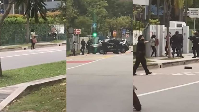 Woman stabs herself in stomach, tasered by police in incident outside St Hilda's Secondary School