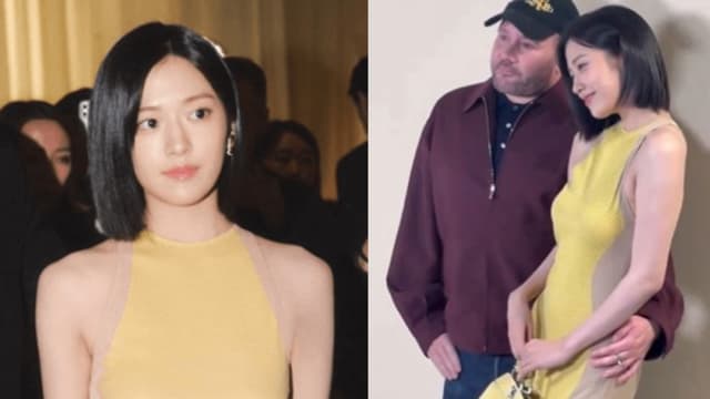 这个位置OK吗？韩团IVE队长安俞真与设计师合照掀热议