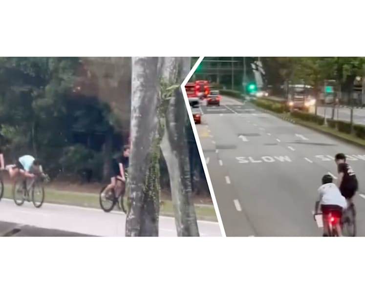 Youth cyclists filmed ignoring helmet rules, performing stunt in Sembawang and on Cantonment Road