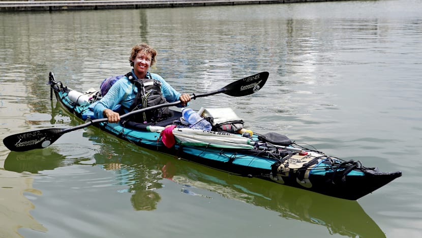 Kayaker’s ocean odyssey stops over in Singapore
