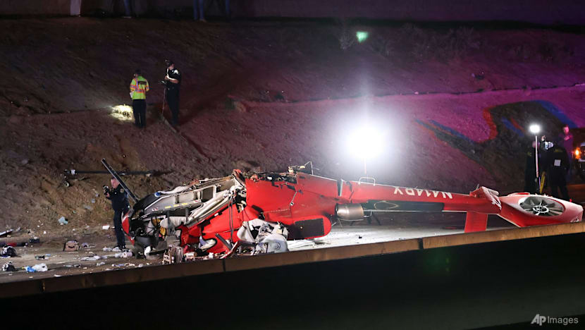 Medical helicopter crashes on California highway