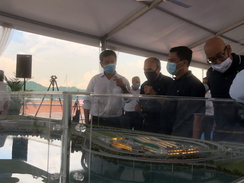 Transport Minister Ong Ye Kung officiating a groundbreaking ceremony for the new Integrated Train Testing Centre at Tuas on Wednesday, March 17, 2021. Transport Minister Ong Ye Kung officiating a groundbreaking ceremony for the new Integrated Train Testing Centre at Tuas on Wednesday, March 17, 2021.