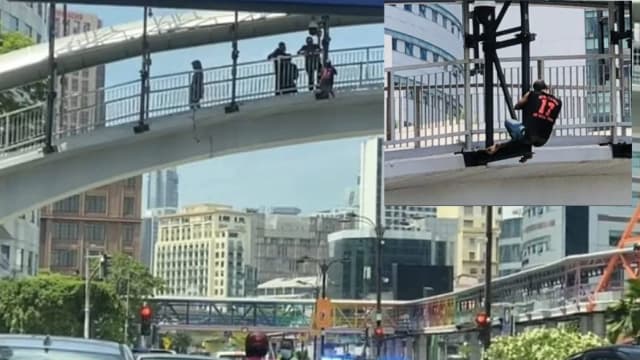 疑吸毒醉酒神智不清 马国男“悬挂”天桥近一小时