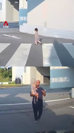 Man saves toddler crossing road alone in Punggol