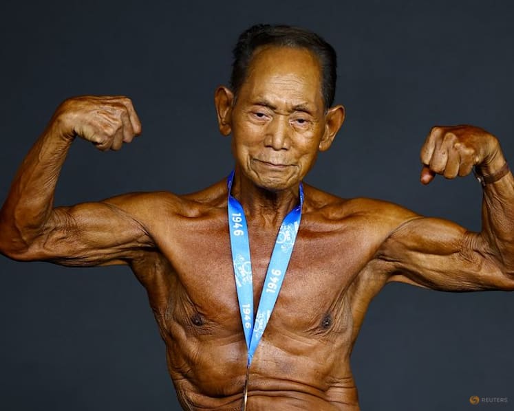 Japanese bodybuilder, 90, flexes ageless ambition on Spanish stage