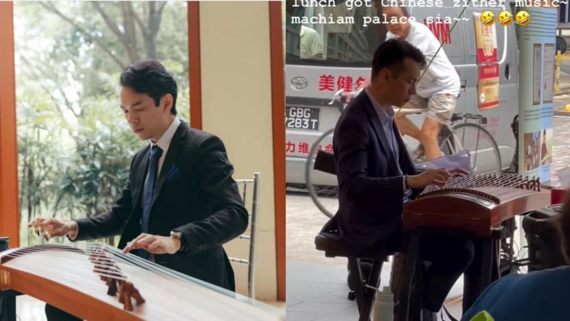 Suit-Wearing Guzheng Player Who Busks At Hawker Centres Says He Doesn’t Feel The Heat When He Performs Suit-Wearing Guzheng Player Who Busks At Hawker Centres Says He Doesn’t Feel The Heat When He Performs