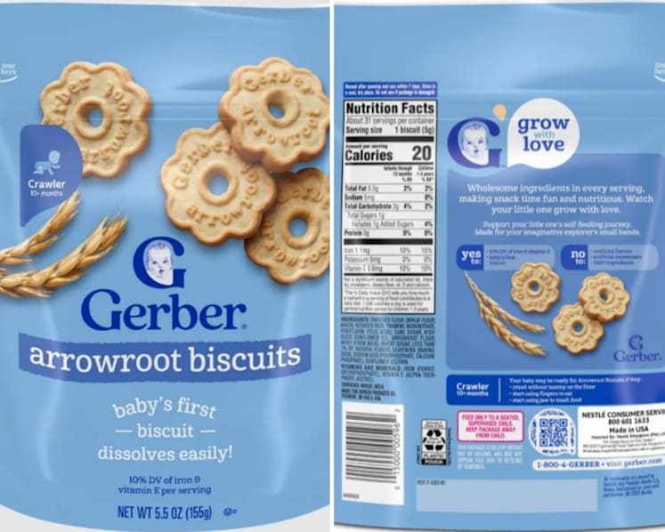 SFA recalls Gerber Arrowroot Biscuits over potential presence of plastic, paper pieces