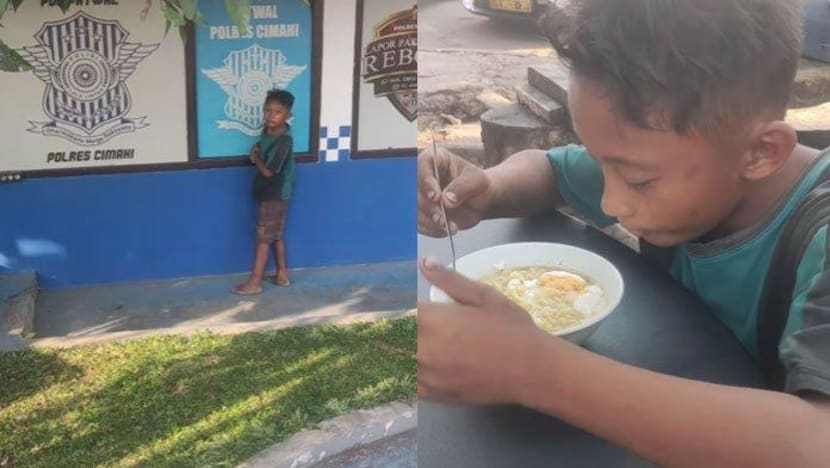 Viral kisah haru polisi beri makan bocah jalanan yang lemas kelaparan datangi Patwal Polres Cimahi