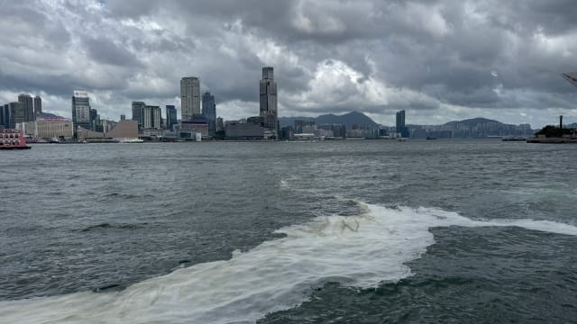 香港中环海滨出现白色漂浮物 环保署已取样化验