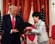 Trump lauds Japan's 'great' female leader, inks rare earths deal