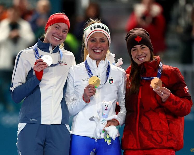 Speed skating-Canadian Maltais credits winner Lollobrigida for pushing her to podium