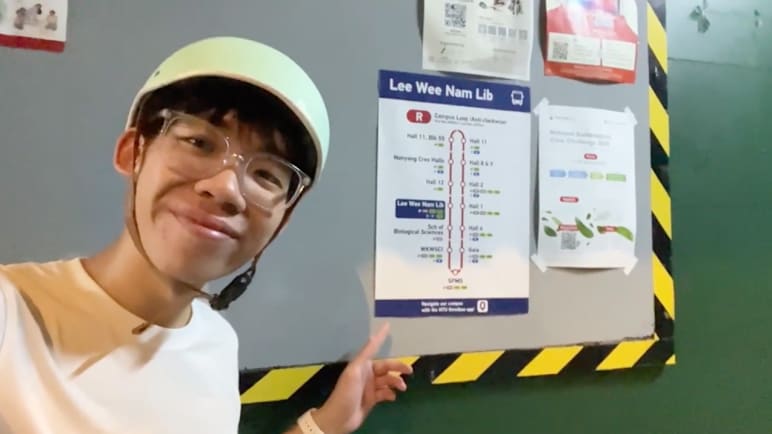 He puts up his own wayfinding signs to help commuters in Singapore