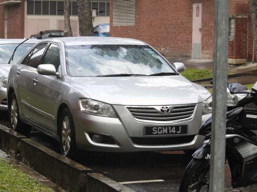 The hit and run car found at Eunos Avenue 7. Photo: Ernest Chua