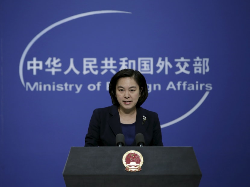Ms Hua Chunying, spokeswoman of China's Foreign Ministry, speaks at a regular news conference, in Beijing, China.