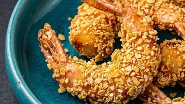 食谱：麦片牛油虾