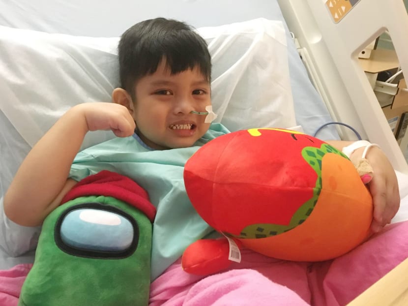 Muhammad Ali Zafir Mohamed Azmi is seen here in a photo taken on Nov 10, 2021 in the high dependency ward at KK Women's and Children's Hospital. Muhammad Ali Zafir Mohamed Azmi is seen here in a photo taken on Nov 10, 2021 in the high dependency ward at KK Women's and Children's Hospital.