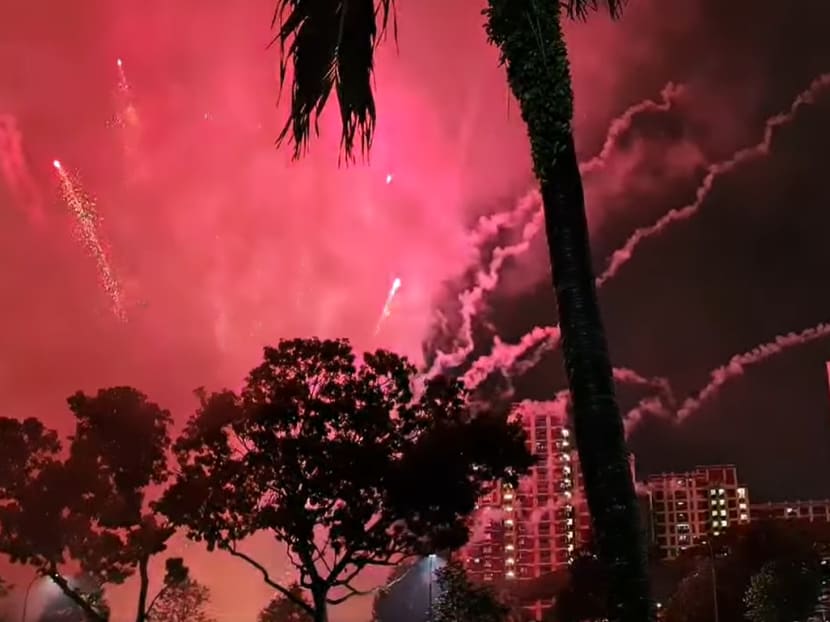 A still from a video of the fireworks display uploaded by a Facebook user on the morning of Jan 1, 2022.