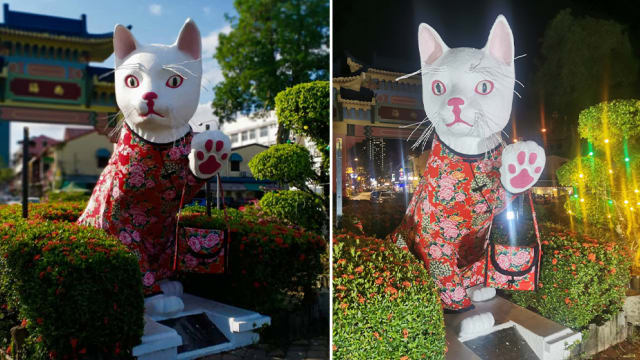 砂拉越猫雕像贺岁装饰引热议